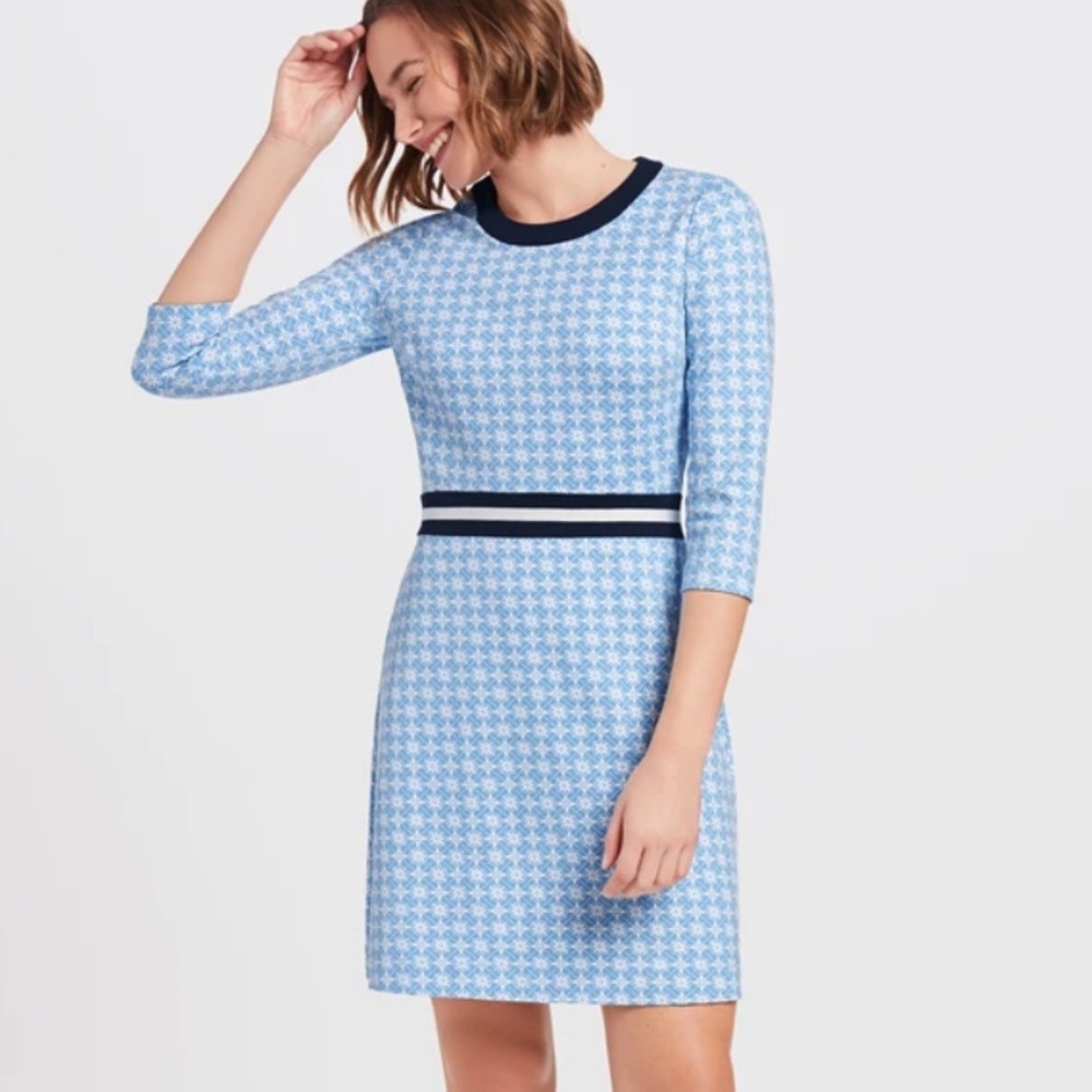 Draper James Blue Floral Honeycomb Dress Small